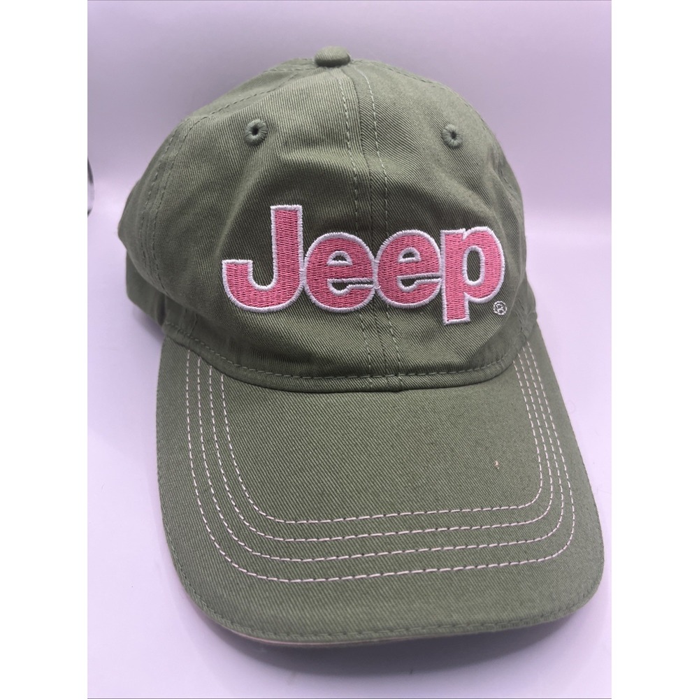 JEEP Cotton Women's Baseball Cap Olive Green Pink Embroidered Log Size Fit All